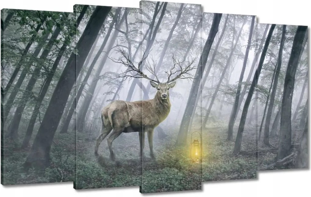 Vászonkép 100x60 Szarvas az erdőben