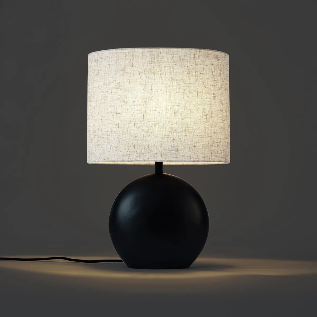 Japandi asztali lámpa fekete vászonernyővel - Timo