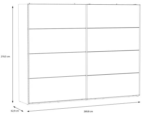 Tükrös gardróbszekrény OREN 270x210 cm artisan tölgy