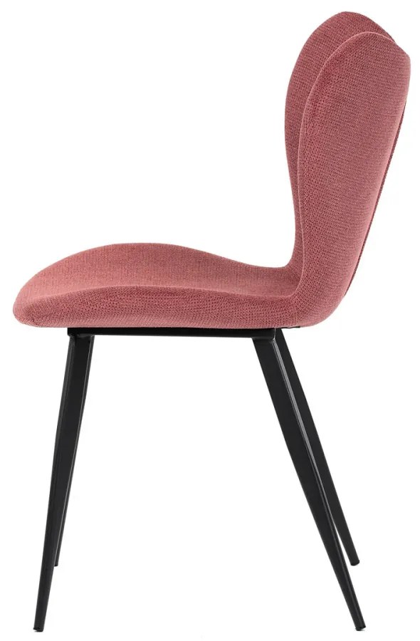 Scaun modern din țesătură în nuanță roșie cu picioare din metal negru. DCL-1031