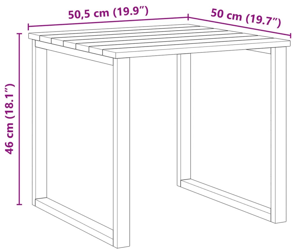 Napágyasztal 50.5x50.5x46 cm Impregnált fenyőfa