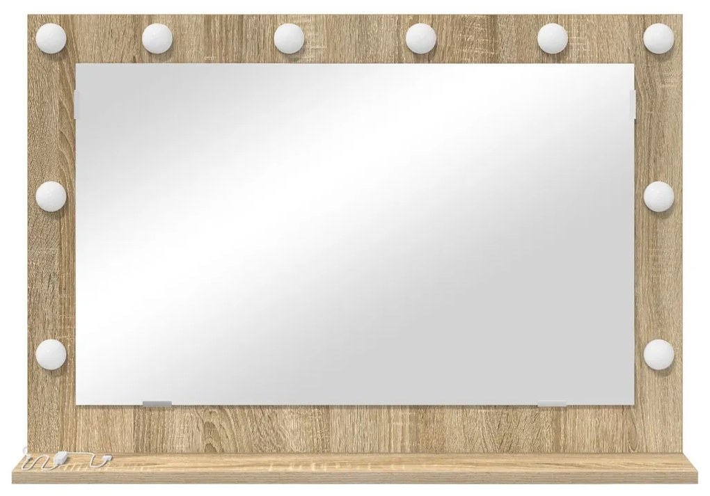 Pipere tükör Sonoma tölgy Szerelt fa, Üveg 80 x 55 x 18 cm Tükör