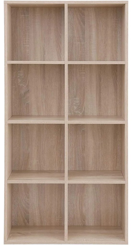 8 kockás tároló könyvespolc, szabadon álló könyvespolc, tölgy