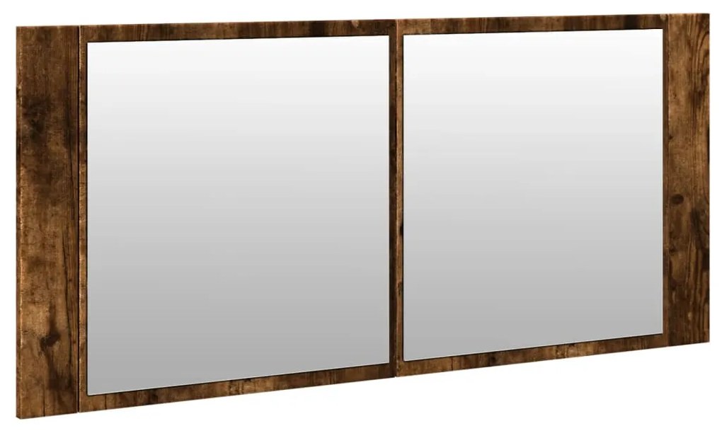 füstös tölgy színű LED-es tükrös fürdőszobaszekrény 100x12x45cm