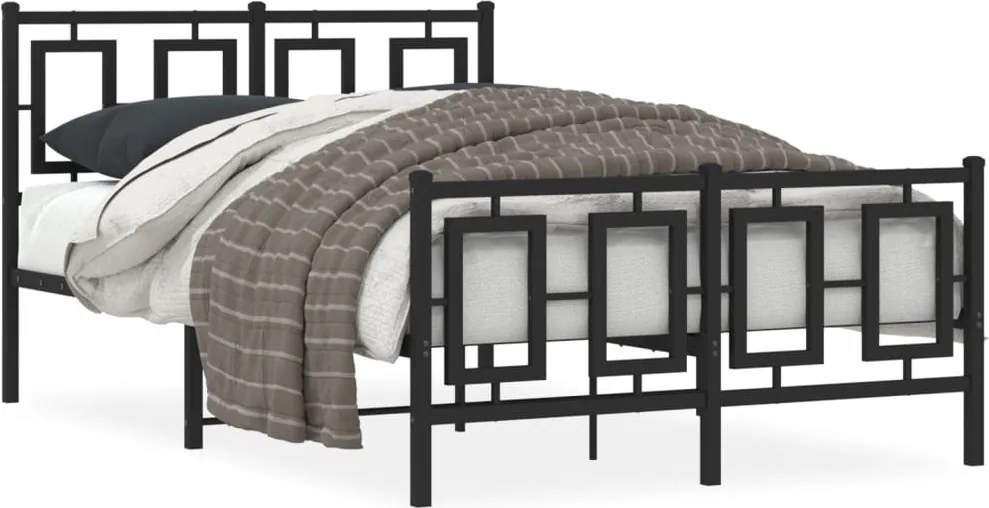 vidaXL fekete fém ágykeret fej- és lábtámlával 120 x 190 cm