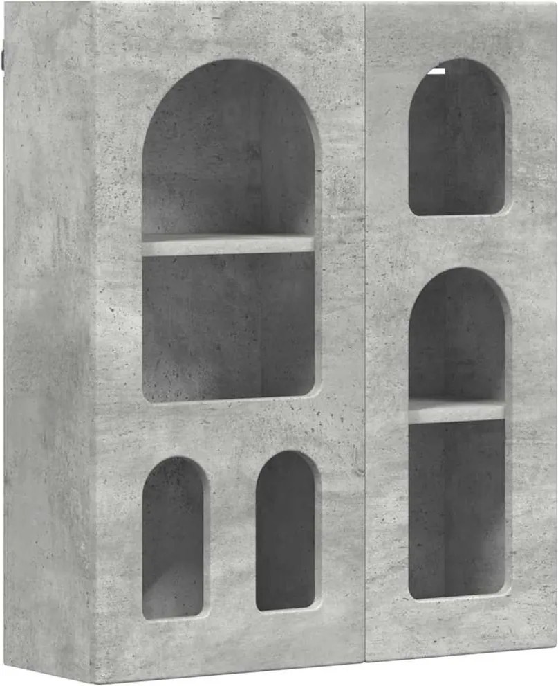 vidaXL Függő szekrény polcokkal Beton Szürke 59 x 20 x 71.5 cm Faanyag