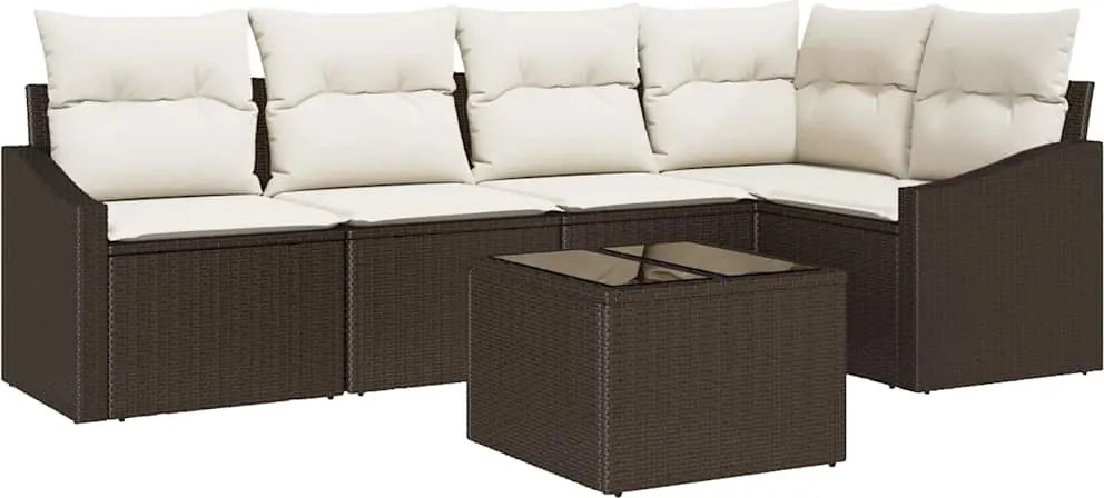 vidaXL Kanapé Szett párnával 6 pcs Barna polirattan