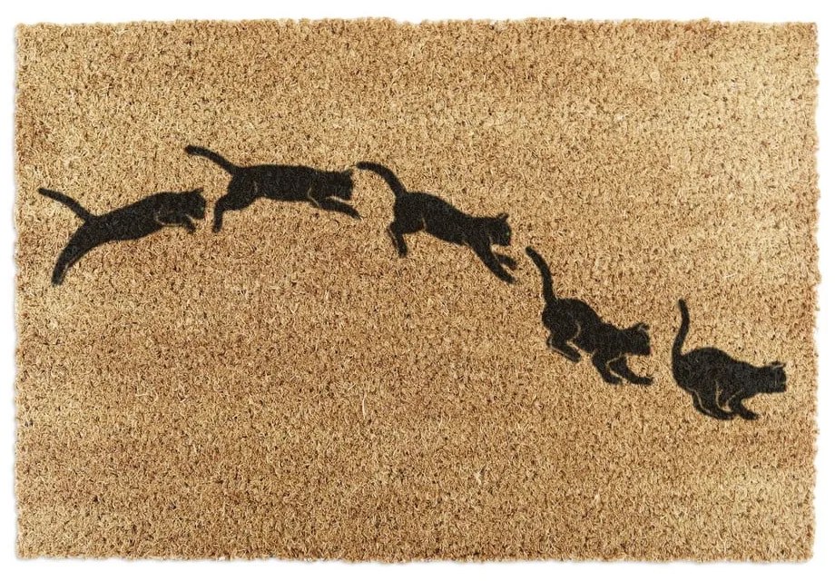 Kókuszrost lábtörlő 40x60 cm Jumping Cats – Artsy Doormats