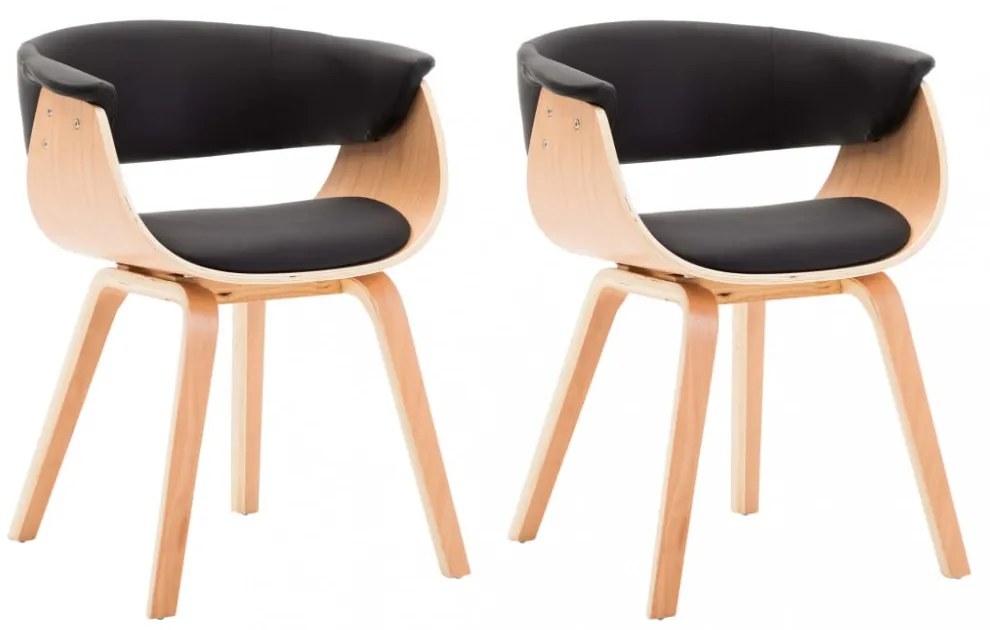 2 db fekete hajlított fa és műbőr étkezőszék