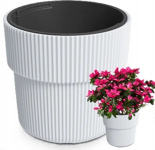 Műanyag Kaspó Fehér 30X28,5CM 14L Kerek Milly Lengyel Termék