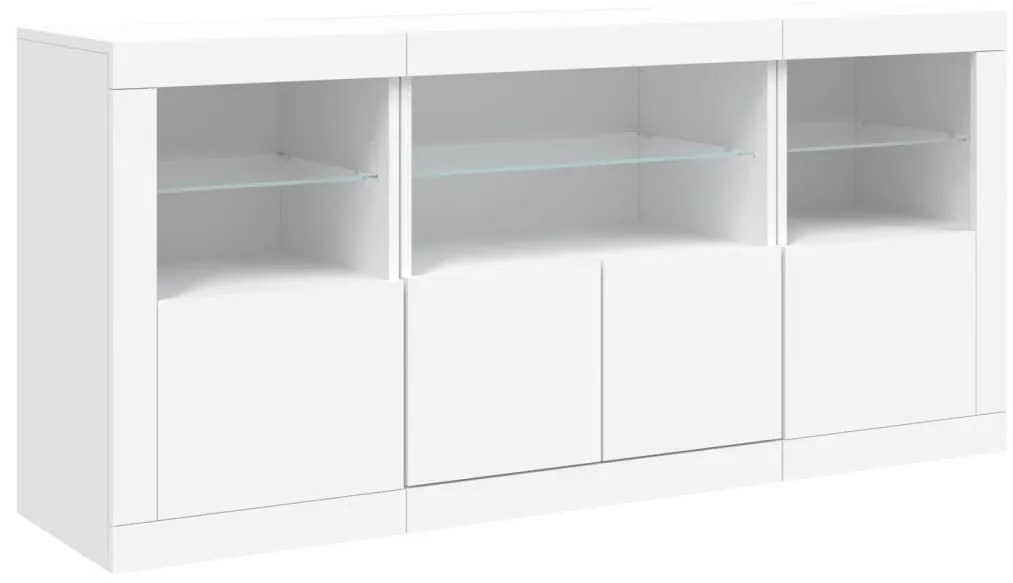 fehér tálalószekrény LED-világítással 142,5 x 37 x 67 cm