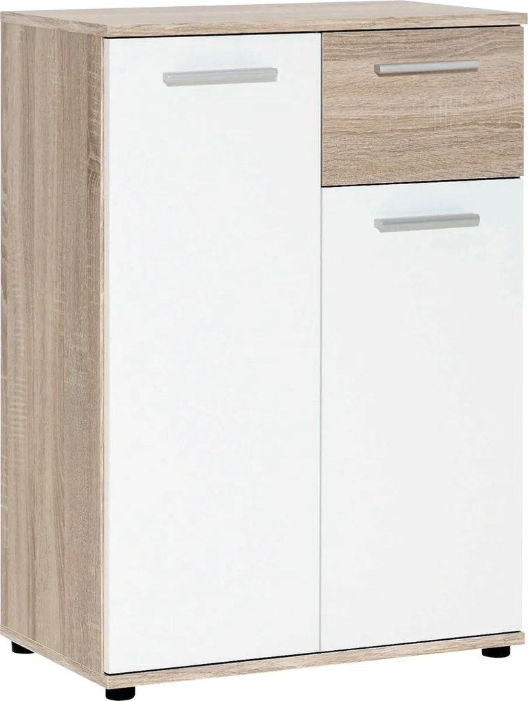 Komód JACKY 1 tölgy / fehér - 
            fehér
            tölgyfa
          , 
            Laminált és mások
          , 
            85
          x
            35
          x
            60
          cm