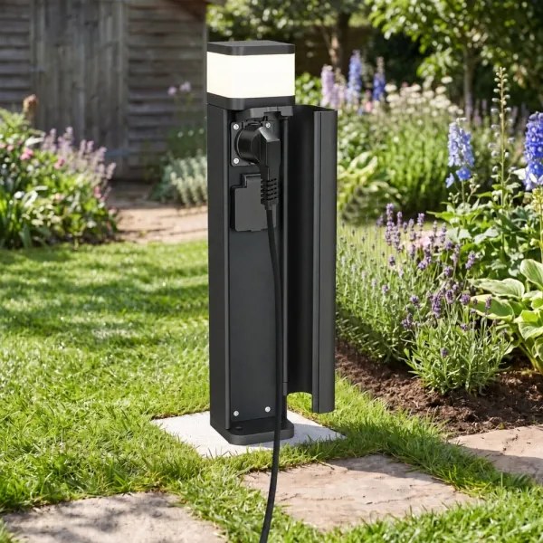 BRILAGI - Kültéri lámpa 2 SCHUKO aljzattal PILLAR 1xG9/11W/230V IP44 fekete