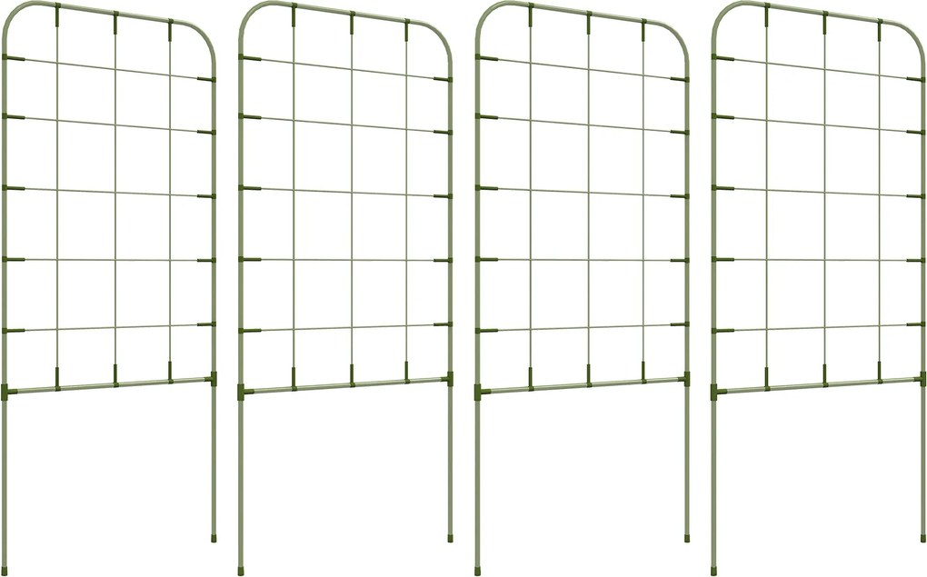 Outsunny 4 darabos Kerti Rács Szett Acél Vázszal Gyümölcsök, Zöldségek, Virágok Támogatására Kültéri Dekorációhoz Teraszon, 40x90 cm Zöld | Aosom