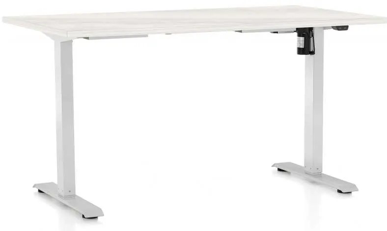 OfficeTech A állítható magasságú asztal, 120 x 80 cm, fehér alap, fehér kőris