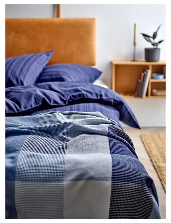 Sötétkék egyszemélyes damaszt ágyneműhuzat 140x200 cm Noble – Södahl
