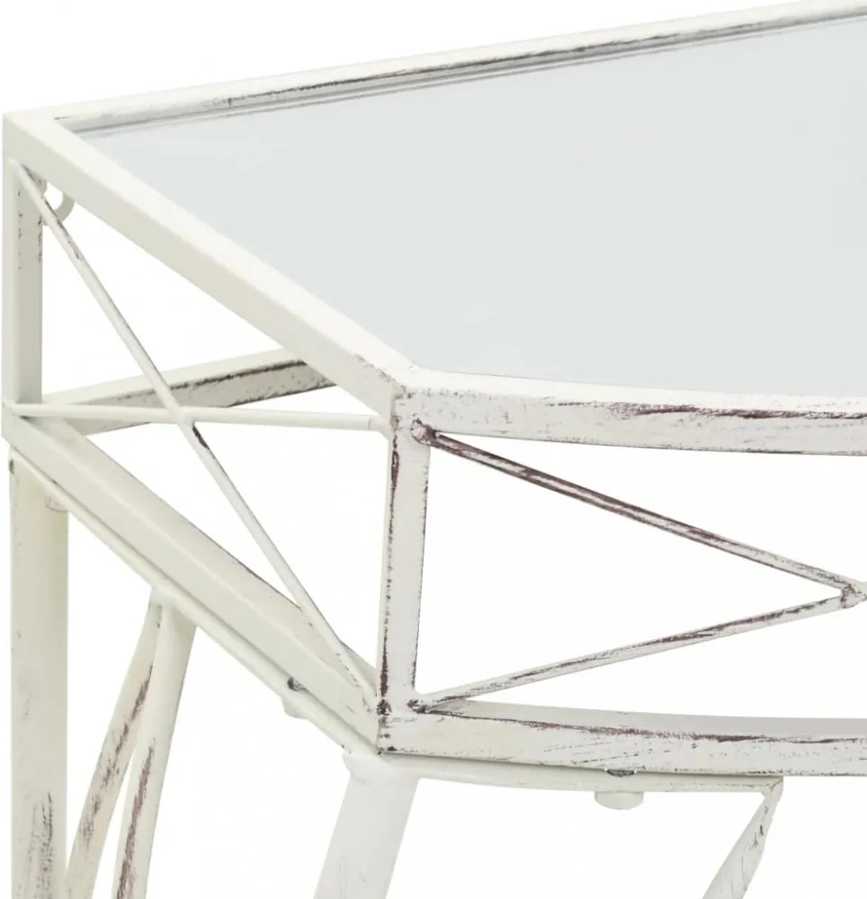 francia stílusú fehér fém kisasztal 82 x 39 x 76 cm