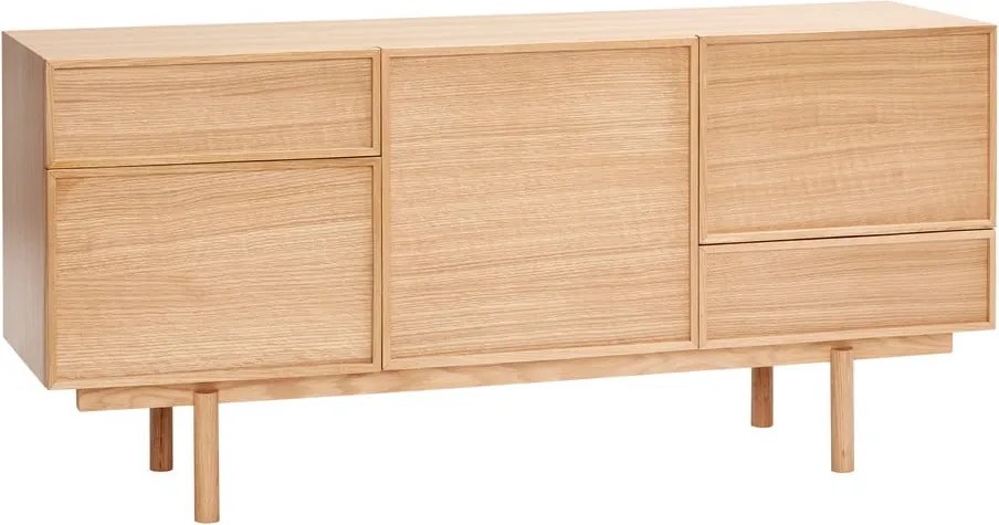 Natúr színű alacsony komód tölgyfa dekorral 140x65 cm Cube – Hübsch