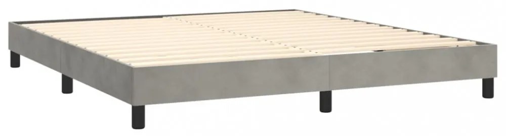 világosszürke bársony rugós és LED-es ágy matraccal 160x200 cm