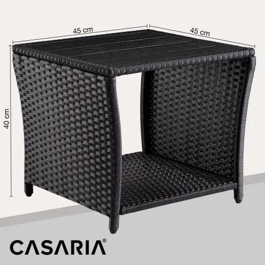 Casaria® Vedis rattan asztal 45x45x40cm - fekete