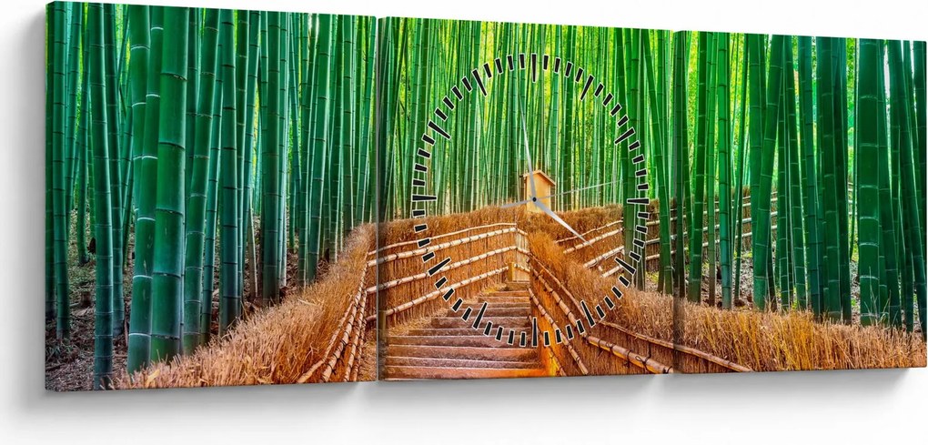 Kép - Japán bambusz erdő (órával) (90x30 cm)