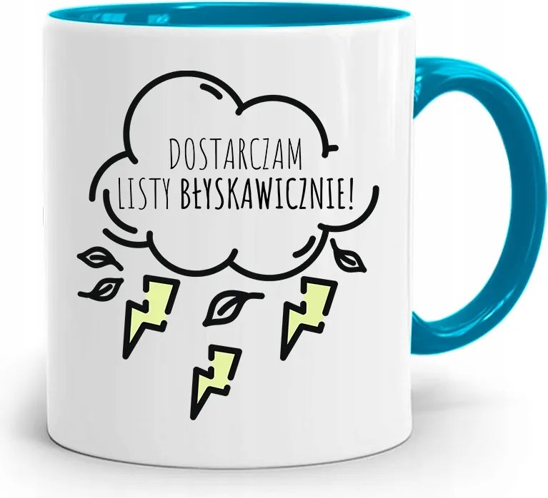 Kék Bögre Ajándék Postásnak, fényképes nyomattal