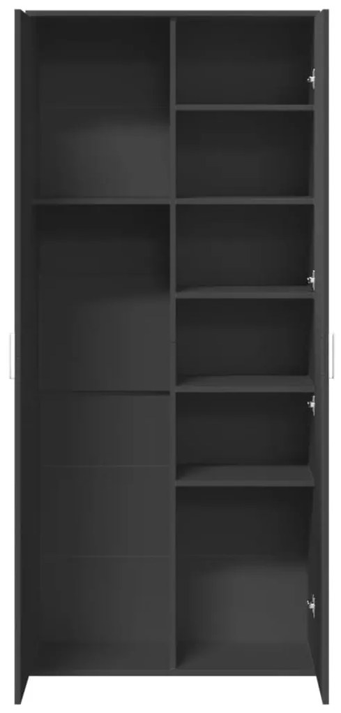 fekete szerelt fa magasszekrény 80 x 35 x 180 cm