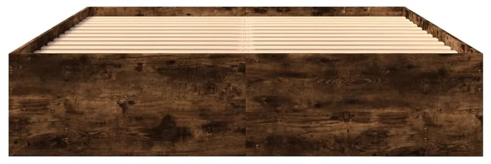 füstös tölgy színű szerelt fa ágykeret matrac nélkül 150x200 cm