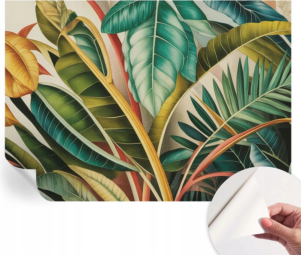 Divatos öntapadós fali tapéta Egzotikus levelek 208x146 cm