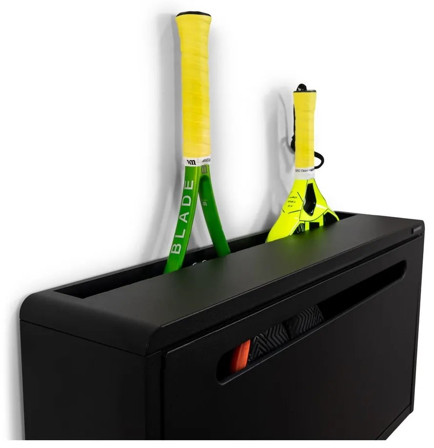 Fekete fém billenő ajtós-függő cipőtartó 76x38x18 cm Sportiva – Spinder Design