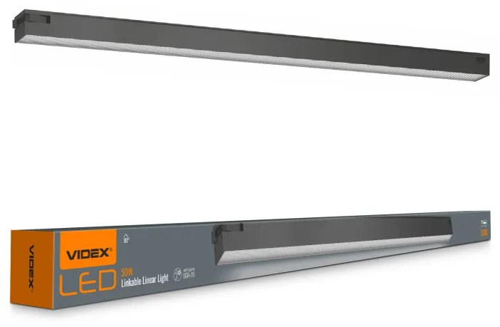 Design LED moduláris Videx 50 W-os, 120 cm-es, 5000 K, fekete színű lámpa a BNL02 sorozathoz