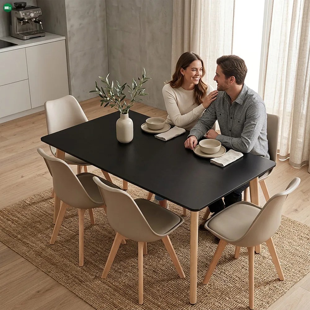 Silla 150 6+1 étkező garnitúra fekete-bézs