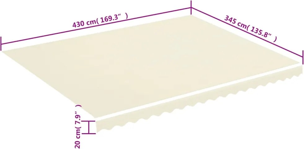 Krémszínű csere napellenző ponyva 4,5 x 3,5 m