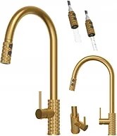 Glami konyhai csaptelep kihúzható kifolyócsővel arany szálcsiszolt csaptelep