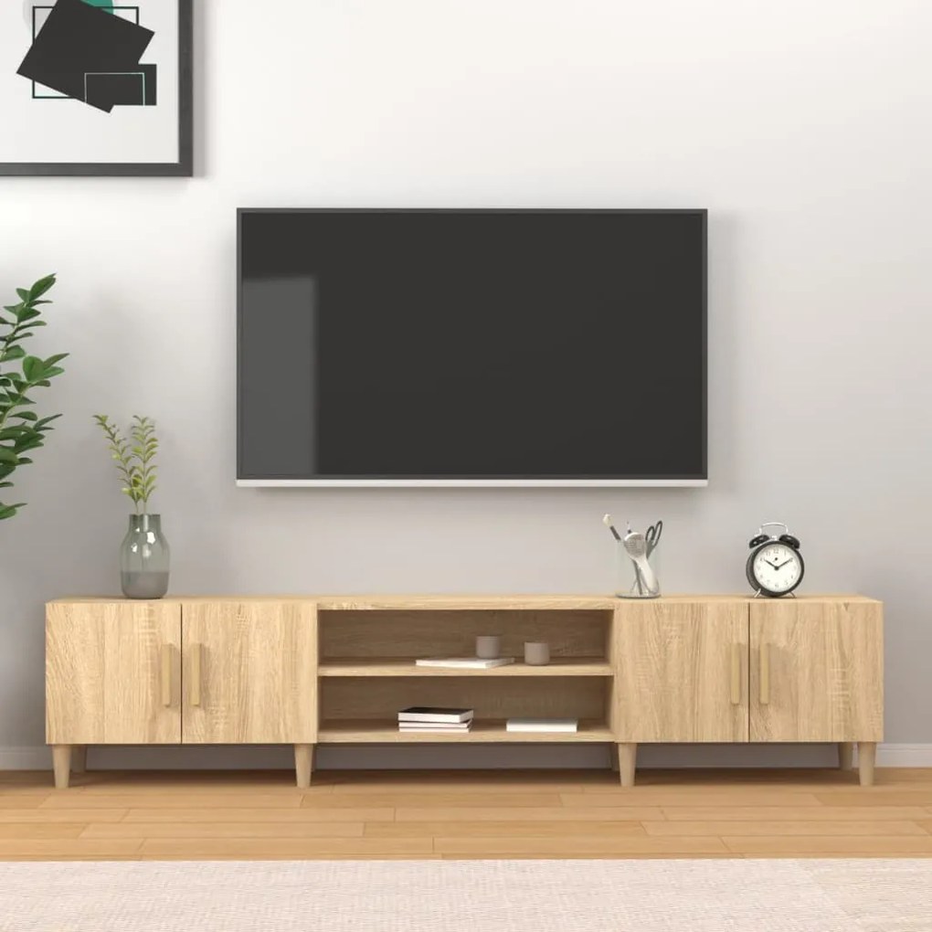 sonoma-tölgyszínű szerelt fa TV-szekrény 180 x 31,5 x 40 cm