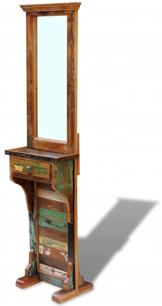 tömör újrahasznosított fa előszoba tükör 47x23x180 cm