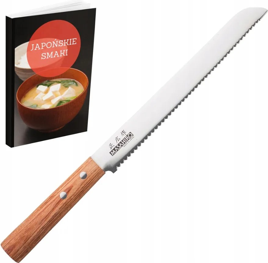 Sankei Masahiro kenyérvágó kés 21 cm barna, japán acél