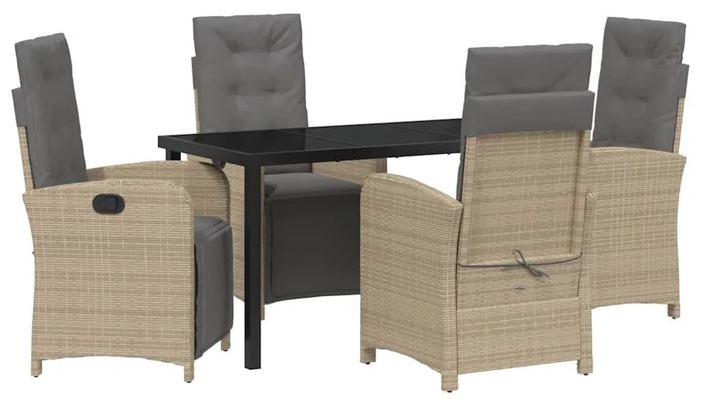 vidaXL Kert étkező szett párnával 5 pcs Bézs polirattan