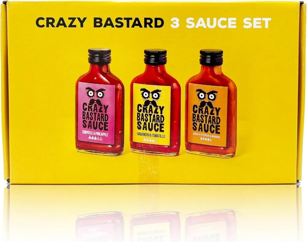 CRAZY BASTARD csípős szósz szett 3 x 100 ml, sárga