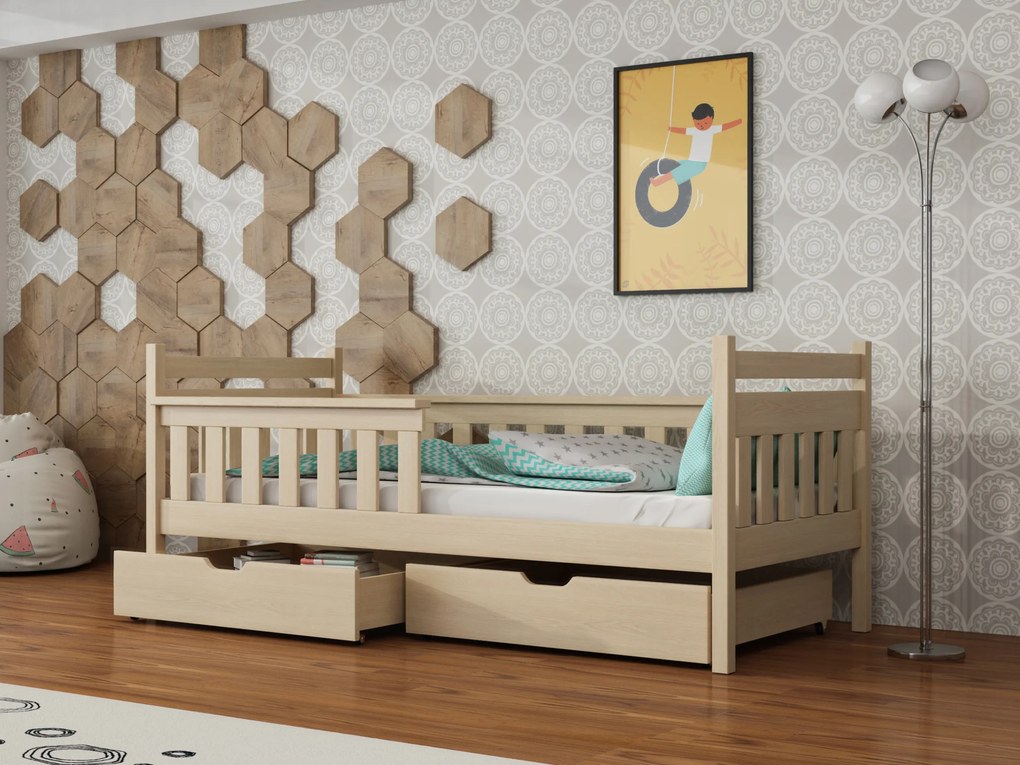 Gyerekágy 90 x 200 cm Emelda (ágyráccsal és tárolóhellyel) (borovi fenyő). Akció -10%. 1012936