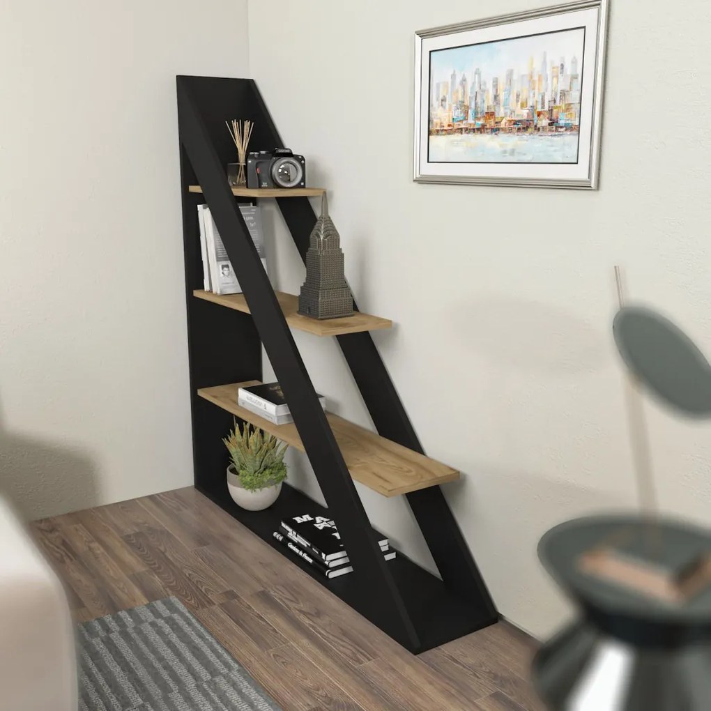 Pisagor könyvespolc, fekete-tölgy, 120 cm