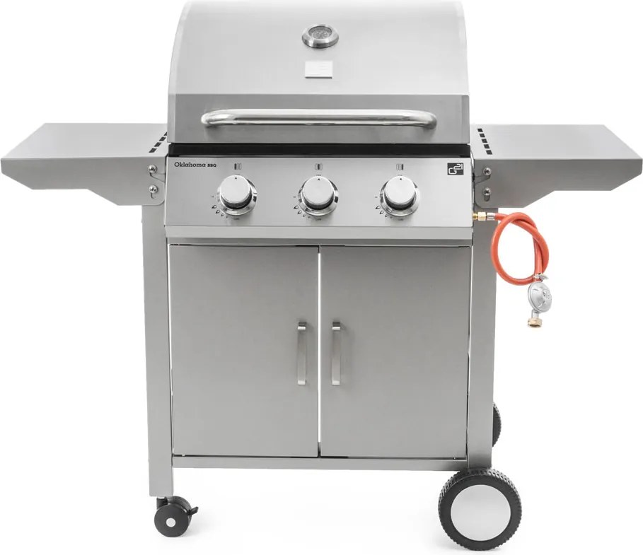 OKLAHOMA BBQ gázgrill, 3 égővel, nyomáscsökkentő szeleppel, ezüst Penta CZ