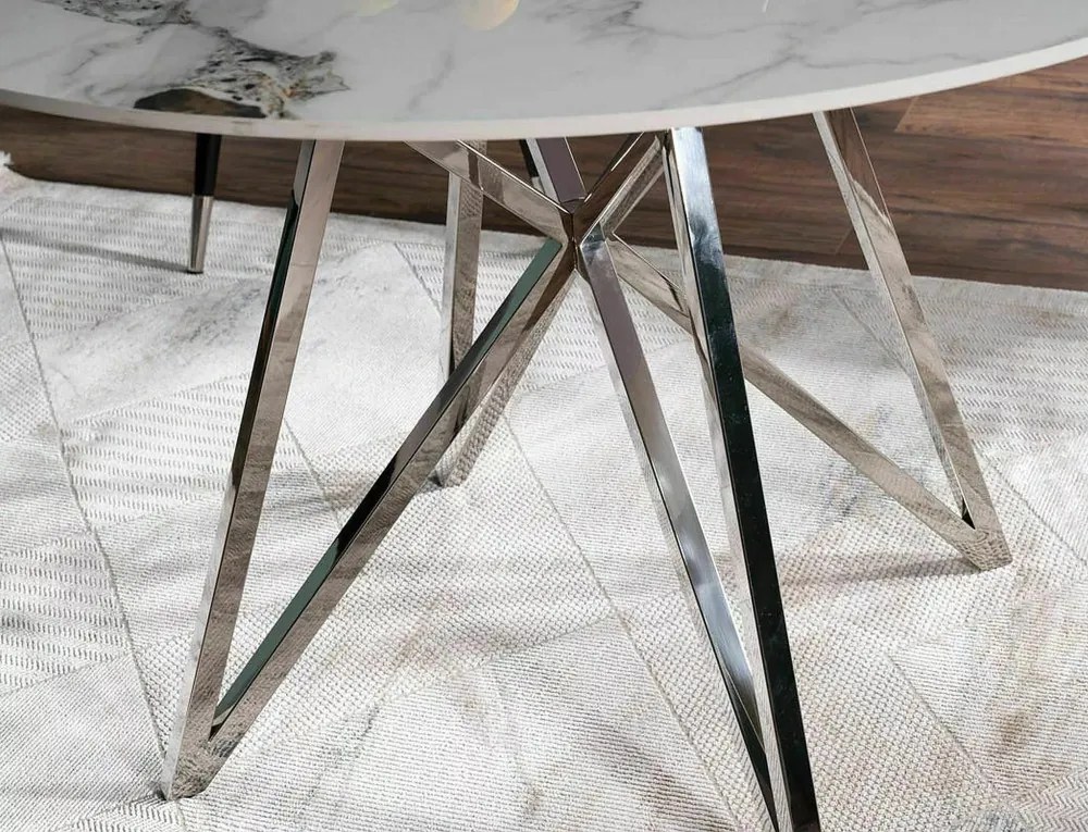 Murano étkezőasztal kerek 90cm króm
