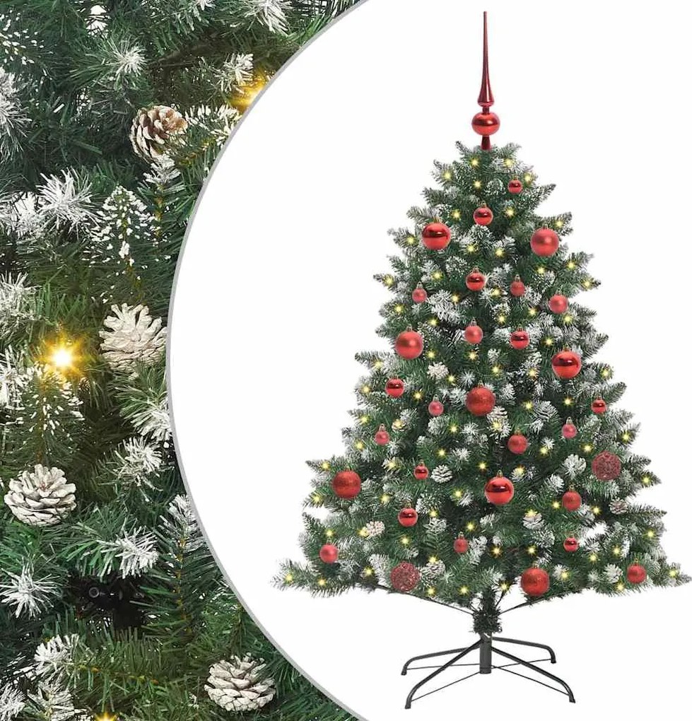 vidaXL Mű karácsonyfa 150 LED-del Zöld 150 cm PVC és Műanyag és Acél