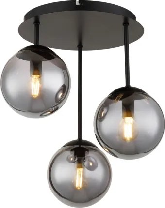 Globo 47441-3S Mennyezeti lámpa, fém matt fekete, füstszínű üveggolyók, ø: 340mm, M: 400mm, 3x E14 LED 25W 230V izzók nélkül