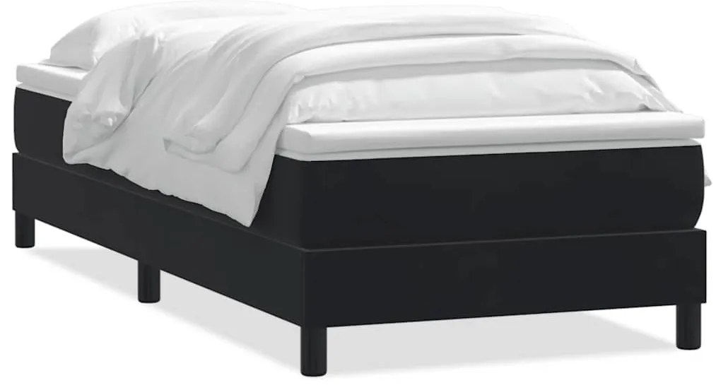 vidaXL fekete bársony rugós ágy matraccal 90x220 cm