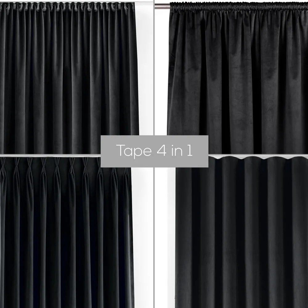 Fekete bársony dimout (részleges sötétítő) függöny 140x250 cm Velto – Filumi