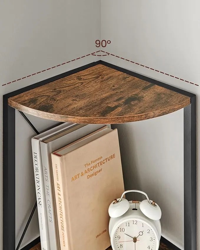 5 szintes sarokpolc 160x30x30 cm barna és fekete színben