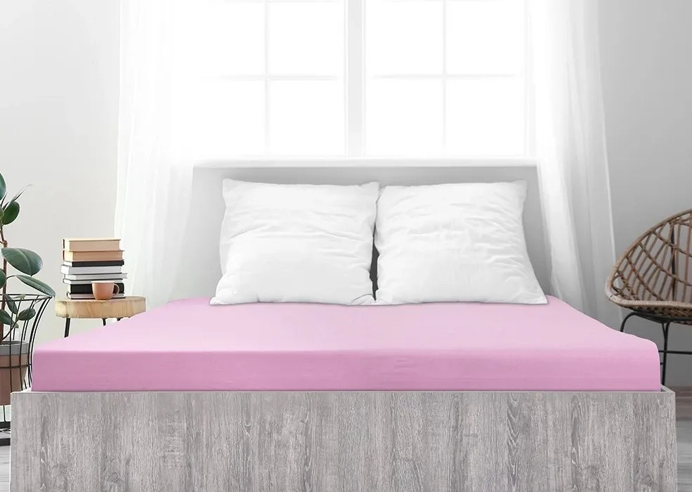 Jersey lepedő mako pamutból LUXORA 180x200 cm rózsaszín