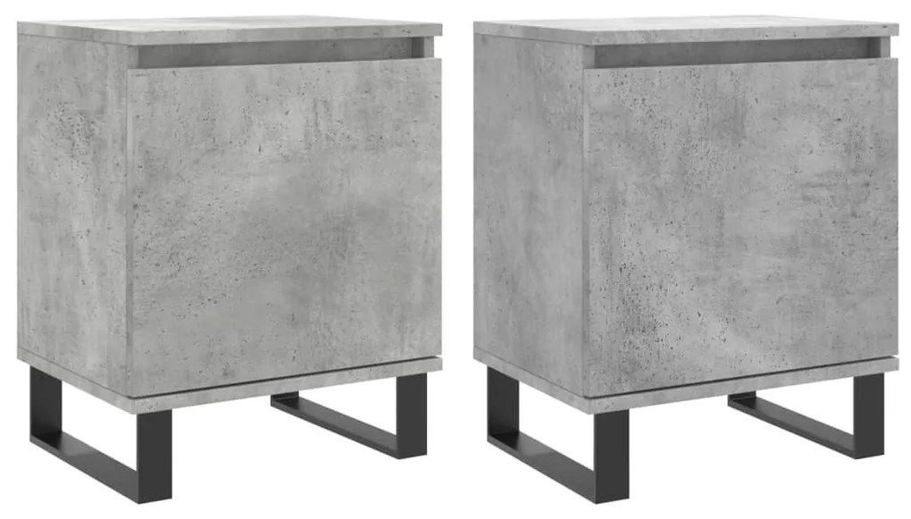 2 db betonszürke szerelt fa éjjeliszekrény 40x30x50 cm